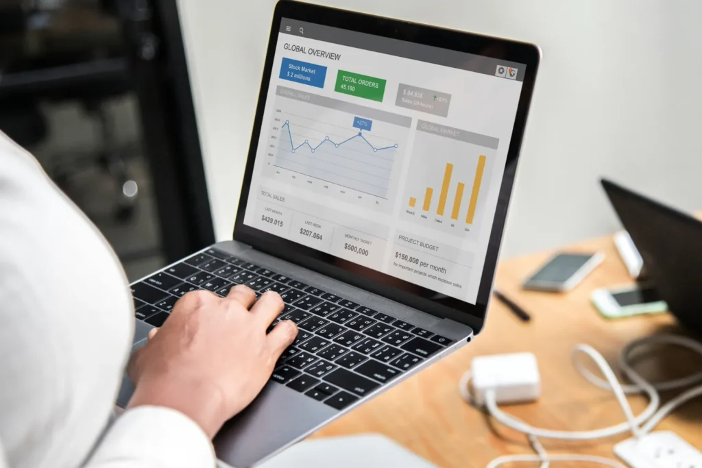 Person reviewing website analytics on a laptop